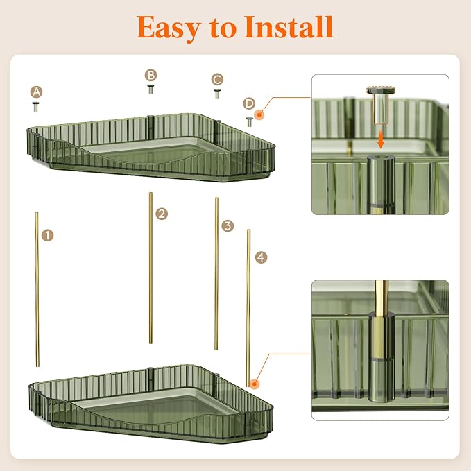 Lifewit 2 Tier Corner Bathroom Counter Organizers and Storage, Green | Plastic Makeup Skincare Organizers Countertop, Large Sink Cosmetic Perfume Shelf for Bedroom, Dresser, Kitchen, Vanity