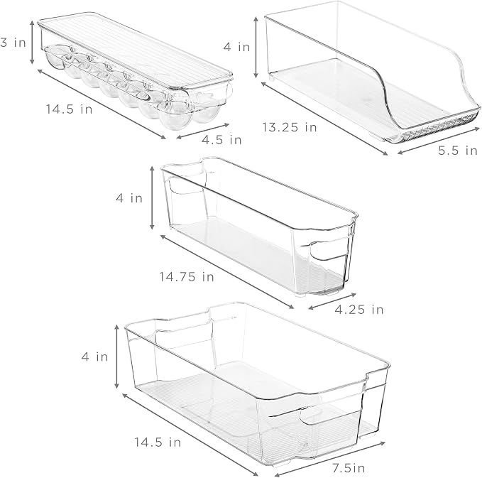 Sorbus Fridge Bins and Freezer Bins Refrigerator Organizer Stackable Food Storage Containers BPA-Free Drawer Organizers for Refrigerator Freezer and Pantry