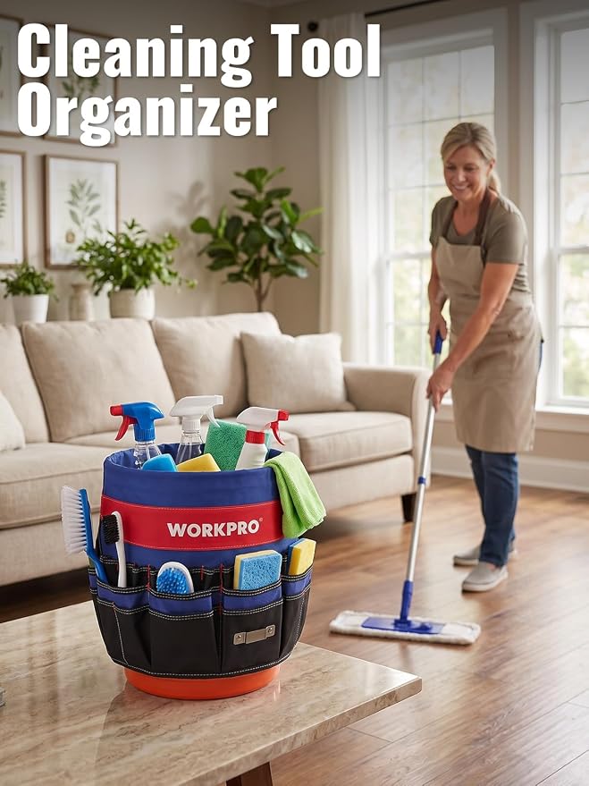WORKPRO Bucket Tool Organizer with 51 Pockets Fits to 3.5-5 Gallon Bucket (Tools Excluded) | Perfect for Garden, Construction, Carpenter, Electrician, Welding Organize Tools