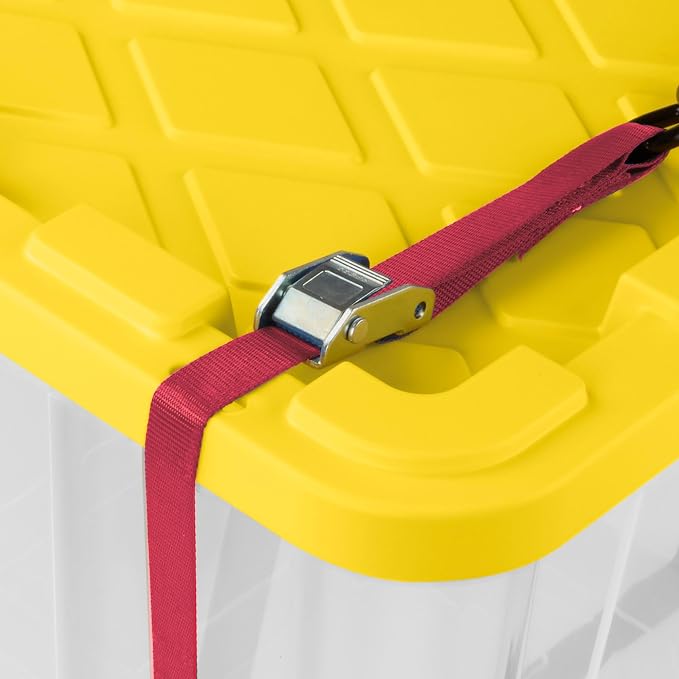 Sterilite Industrial Storage Tote with Lids for Garage, 27 Gallon, 8-Pack | Heavy-Duty and Stackable Utility Box Containers for Home, Office, and Basement Organization, Yellow
