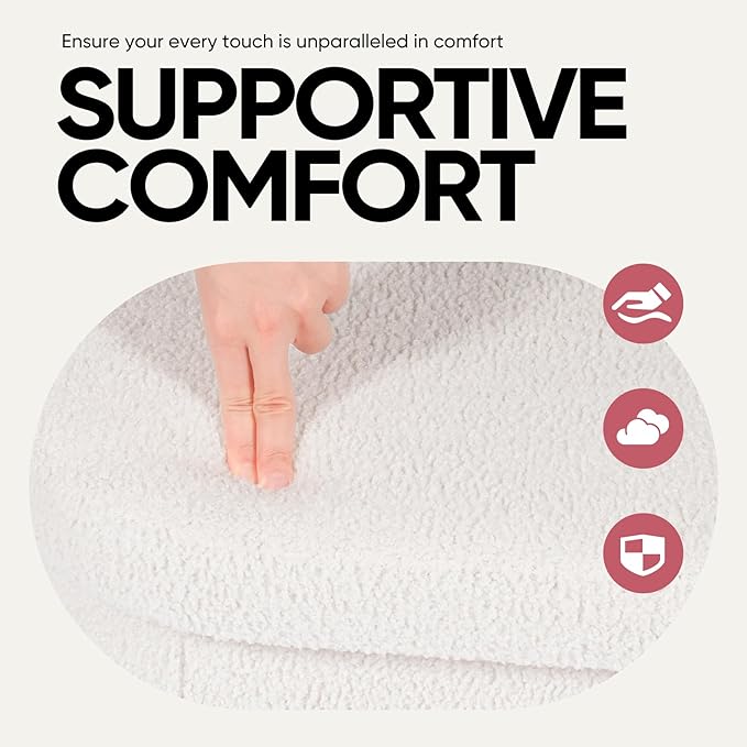 30 Inches Oval Ottoman with Storage, Boucle Sherpa Storage Ottoman Bench, Folding Foot Rest Chest for Bedroom Living Room