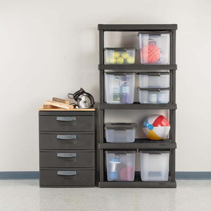 Sterilite 3-Pack 5 Shelf Unit, Heavy-Duty Shelving Storage Rack for Home and Garage, Gray - Multipurpose Plastic Organizer Shelves for Smart Organization