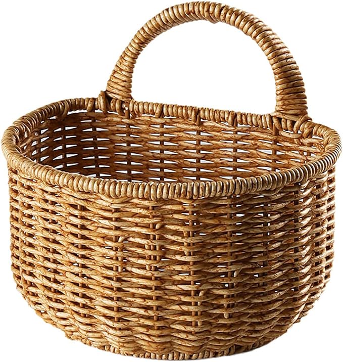 Hand-woven Rattan Storage Basket, 150cm, for Decorating Gardens, Balconies, Terraces, Corridors, and Living Rooms, with Integrated Handle for Easy Hanging