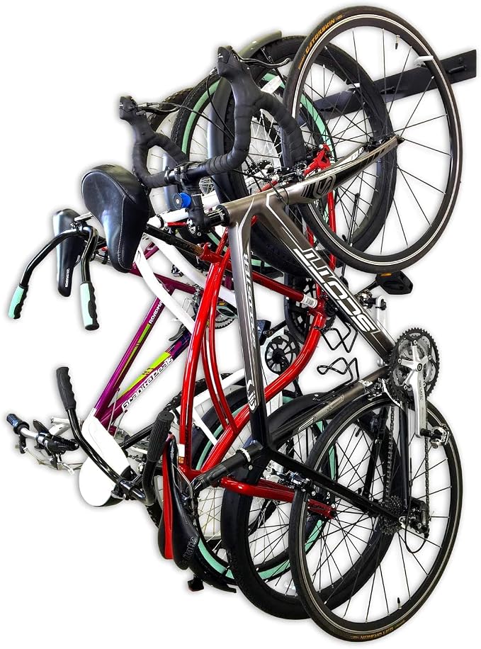StoreYourBoard Virginia Bike Co BLAT 8 Bike Racks, Garage Wall Mount Bike Storage, Heavy Duty Solid Steel Bike Hooks, up to 400lbs, 72-inch