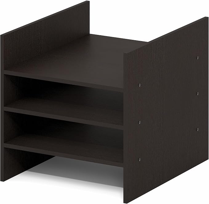 Furinno Cubicle 3-Shelf Cube Insert, 3-Tier Cube Organizer, Dark Oak | 12.9W x 12.9H, Shelf Accessory, Fits into Furinno Triple Thick Cubes, IKEA Kallax, for Organizers and Storage,