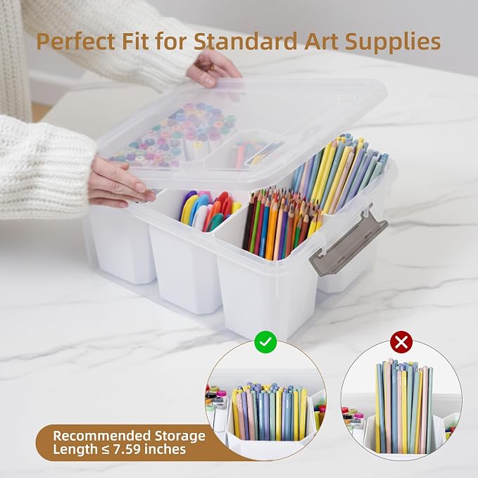 Citylife 17 QT Plastic Storage Bins Clear Storage Box with Lids Multipurpose Stackable Storage Containers for Organizing Tool, Craft, Crayon, 2 Packs