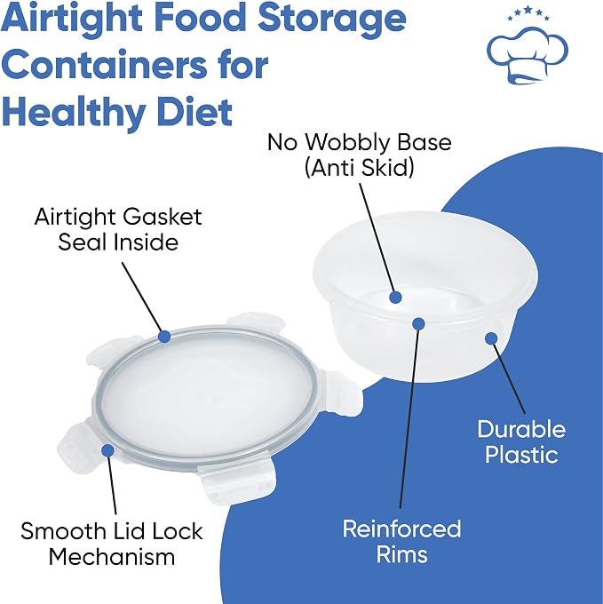 Chef's Path 32 Piece Airtight Food Storage Containers with Easy Snap Lids, 16 Containers and Lids, Stackable Kitchen and Pantry Canisters for Meal Prep and Food Storage - Transparent
