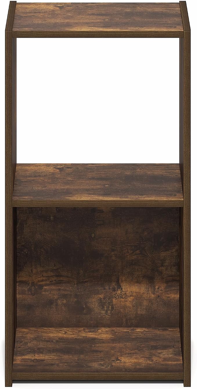 Furinno PELLI Book Shelf, 2-Cube Bookshelf with Open & Closed Back Cubes, 2 x 1 Storage Organizer Cabinet, 12.2 x 11.6 x 24.2, for Living Room, Bedroom, Home Office, Amber Pine