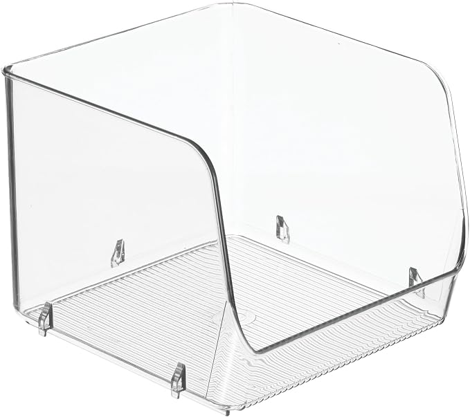 iDesign Stackable Open-Front Storage Bins, Set of 6, Clear | Kitchen and Pantry Organization