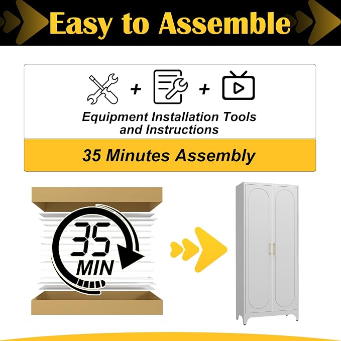 Steeloong 75"Metal Pantry Storage Cabinet with Doors & 4 Adjustable Shelves | Kitchen Pantry Cabinet,White Tall Pantry Cabinet for Kitchen Storage,Storage Cupboard for Living Room,Pantry,Garage,Bathroom