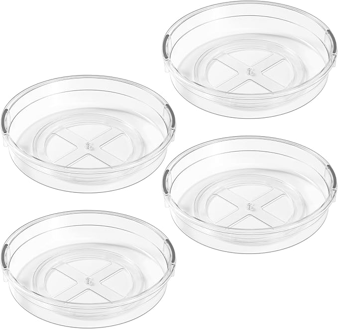 LAMU 4 Pack 12in Lazy Susan Organizer, Clear Lazy Susan Turntable for Cabinet, Refrigerator, Table Top, Kitchen, Bathroom, Pantry Organizers and Storage