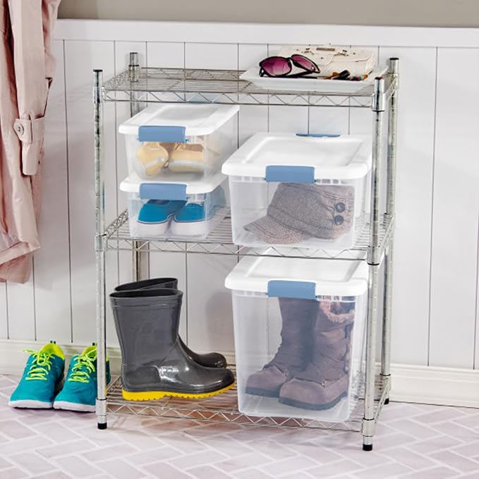 Sterilite 12-Pack Latching Box, Under Bed Storage Bins with Lids, Clear Plastic, 6 Quart - Heavy-Duty Organizing Containers for Closet, Bathroom, and Office | Heavy-Duty and Stackable Plastic Containers with Latches for Closet, Cabinet, Bedroom, Bathro...