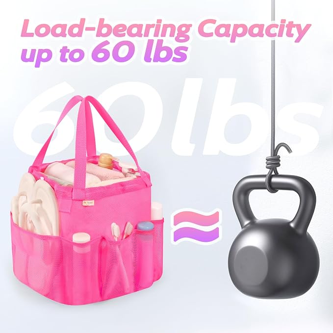famichan Mesh Portable Shower Caddy with Drawstring, Girls Dorm Room Essentials
