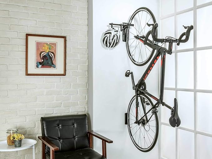 Topeak OneUp Bike Holder – Space-Saving Wall-Mount Bicycle Storage Rack with Integrated Front Wheel Stabilizer, Durable Alloy Frame, and 35 lb Load Capacity for Compact Spaces