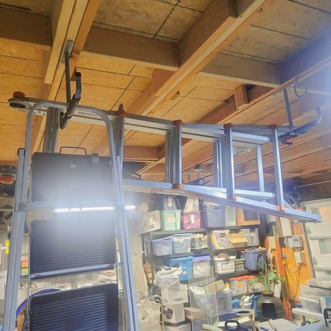 Heavy Duty Ceiling Garage Hooks, Overhead Garage Storage Rack, Wall Mounted Utility Hanger for Wood, Tools, Bicycle, Fishing Rod