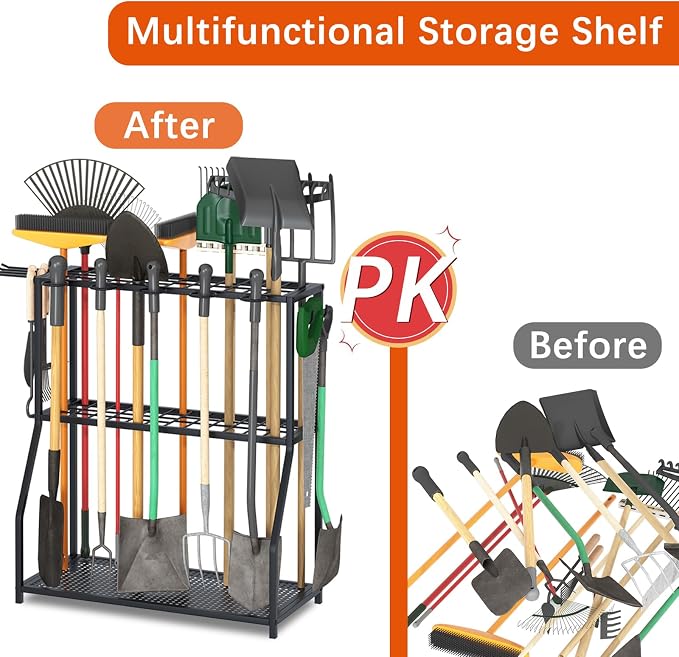 Organizer Yard Tool Storage Rack Garden Organizer Tool Holder | Shed Outdoor Black