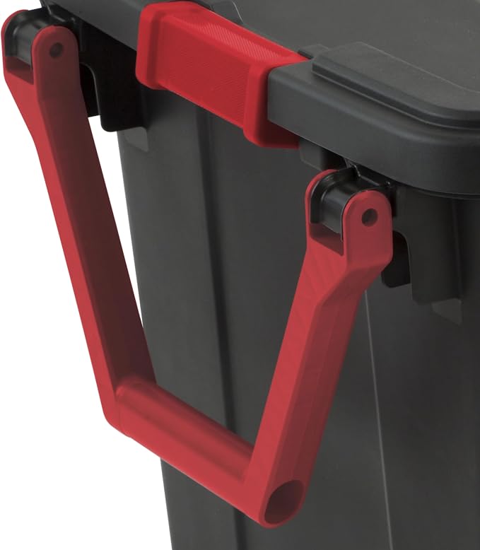 40 Gallon Extra Large Rolling Storage Bins 2-Pack, Black Heavy-Duty Plastic with Pivoting Handle & Leak-Resistant Lid, for Garage Warehouse Industrial Storage