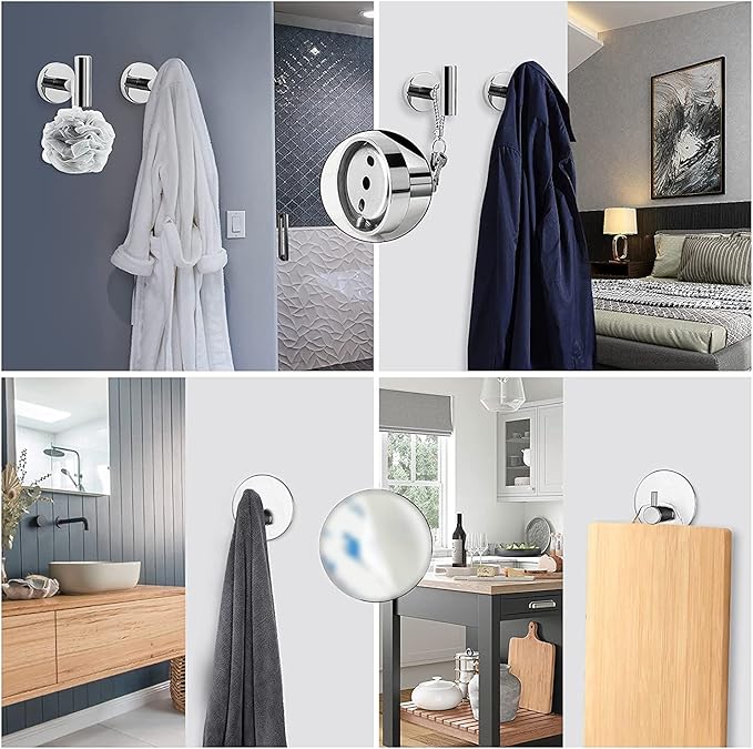 NearMoon Bathroom Hardware Set SUS 304 Thicken Stainless Steel-Towel Bar Set Include 16" Towel Rod, Toilet Paper Holder, Multifunctional Hooks Bathroom Accessories (Chrome Finish, 5 Pcs)
