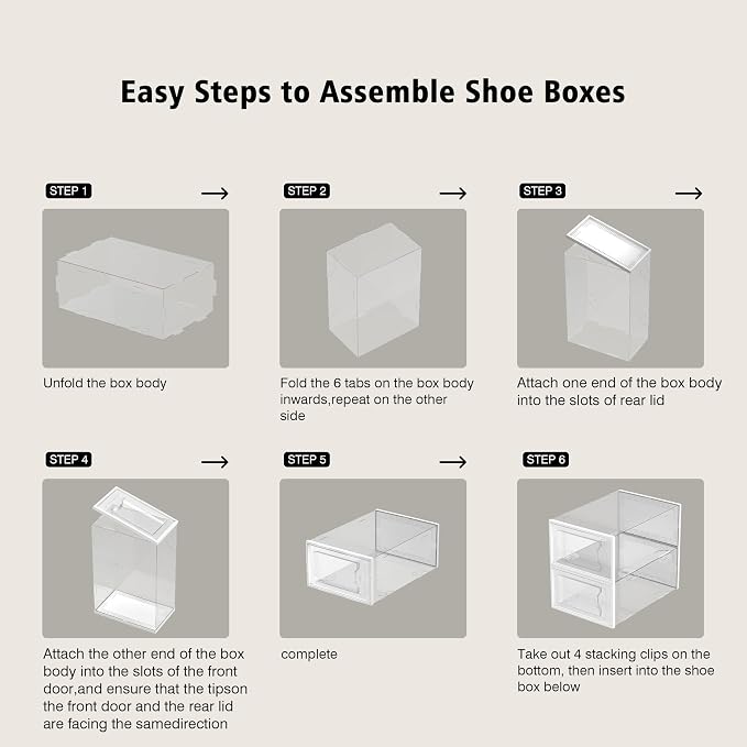 SEE SPRING X-Large Shoe Storage Box Fit Size 11, Clear Plastic Stackable Shoe Organizer for Closet, Space Saving Foldable Shoe Rack Sneaker Container Bin Holder, 12 Pack Clear