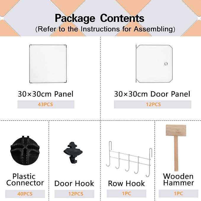 C&AHOME 12-Cube Storage Organizer with Door Cube Shelf Closet Cabinet White | DIY Plastic Modular Bookshelf, Stackable Clothes Storage Shelving Ideal for Home, Bedroom, 36.6”L x 12.4”W x 48.4”H