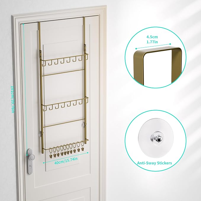 HapiRm Over Door Hat Rack - 3 Tier Wall Mounted Hat Organizer with 16 Hooks and 10 Movable Clips, Baseball Cap Organizer Storage Holds up to 26 Caps for Door, Bedroom, Closet USPTO Patent Pending