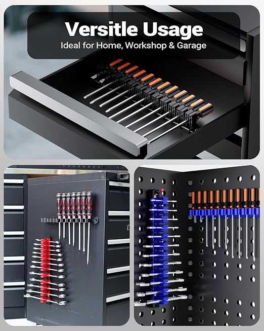 DEHOYI Magnetic Screwdriver and Wrench Organizer for Workshop, Garage | Heavy-Duty Tool Organizer with Magnet & Space-Saving Tool Holder | Gift for Father, Brother, Boyfriend (2 PCS)