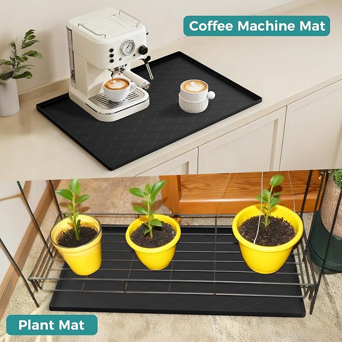 URMONA 22" x 22" Waterproof Silicone Mat in Multiple Sizes & Colors, Under Sink Mat for Kitchen & Bathroom, Pet Food Pad for Dogs & Cats, Kitchen Cabinet Liner, Multi-Purpose for Storage(Light Grey)
