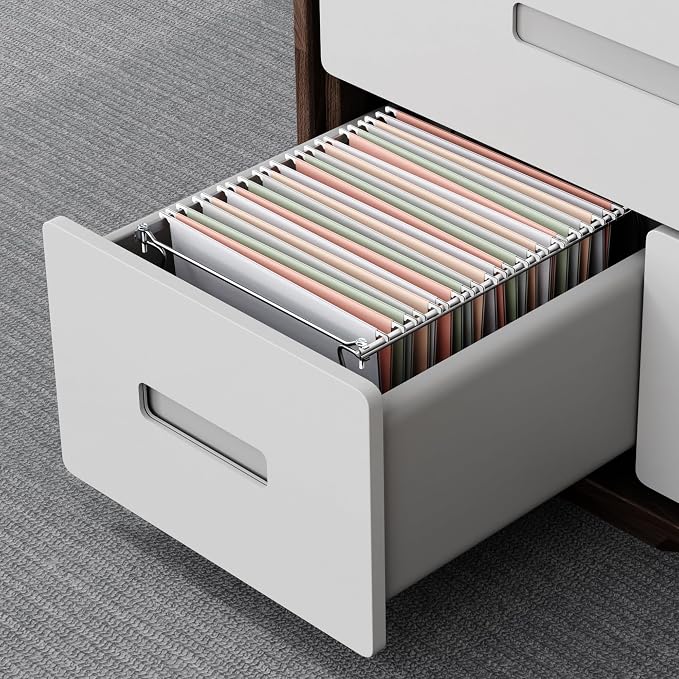 SUNEE Hanging File Folder Frame, Letter Size File Drawer Organizer for Desks, Adjustable File Cabinet Rails 13.5 to 17.5 Inches, Set of 2