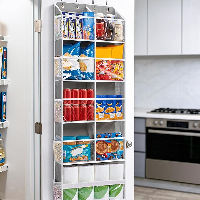 JARLINK Over the Door Organizer, Extra Large Storage for Bedroom, Grey | Anti-Tilt 100 lb Load Capacity, Hanging Door Organizer with 5 10 Mesh Pockets, Behind Door Storage for Bathroom, Nursery