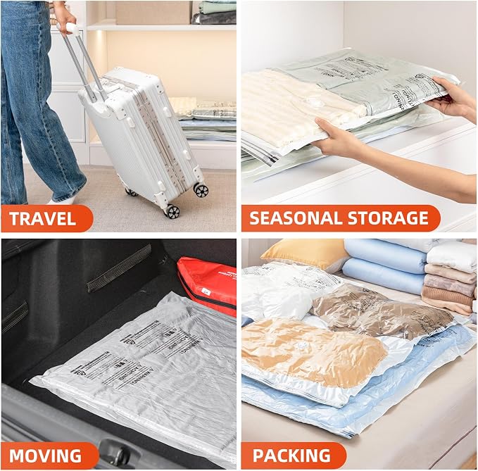 TAILI 10 Pack Vacuum Storage Bags, Jumbo Size (31×40 inch), Cream | Vacuum Seal Bags for Clothing, Extra Large Space Saver for Bulky Beddings, Comforters, Blankets, Pillows, Reusable