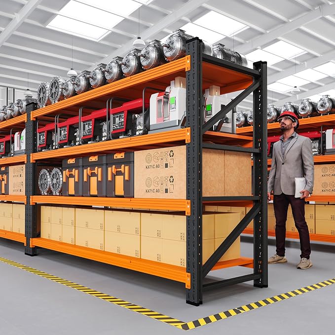 RAVIGIN 5000LBS Storage Shelves,60" W Garage Shelving Heavy Duty Metal Adjustable Garage Shelves, Shelving Units Industrial Shelving for Warehouse,60" W x 24" D x 70" H,Orange