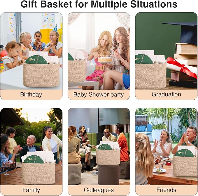 ICERZCZ Woven Cotton Rope Storage Basket for Organizing, Cute Decorative Baskets for Gifts Empty, Organizer Bins for Dog Toy, Baby Laundry, 15“×11”×9.5“, Brown