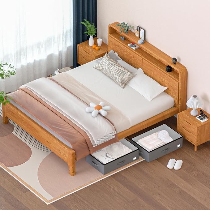 EE-RoomWorld Under Bed Storage with Wheels, No Assemble Required 10 inches height Under Bed Storage bins,Large capacity Rolling Underbed Shoe Storage containers,dorm underbed storage drawers