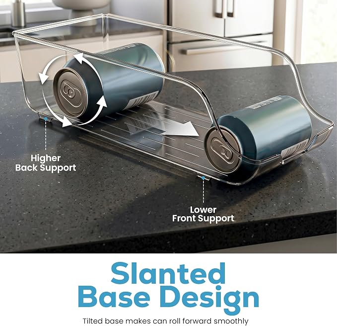 Utopia Kitchen Soda Can Organizer for Refrigerator & Pantry, 2 Pack, Clear | Durable Can Storage Organizer for Fridge & Kitchen Organization