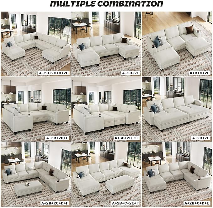 Belffin 45.9" Storage Ottoman Bench Oversized Ottoman for Footrest Upholstered Entryway Bench with Seating for Bedroom, Living Room. Beige