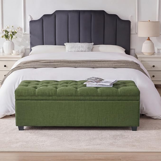 Mangodan 50 Inch Large Storage Ottoman, Tufted Ottoman with Storage | End of Bed Ottomans for Living Room, Bedroom, Modern Entryway Benchs