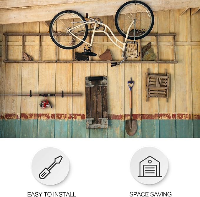 9 in Mountain Bike Hooks for Garage Ceiling, Heavy Duty Bicycle Hangers for Hanging, Large Screw Hooks for Garage Ceiling Wall, No Drill Ceiling Hooks for Hanging Outdoor String Lights Plants