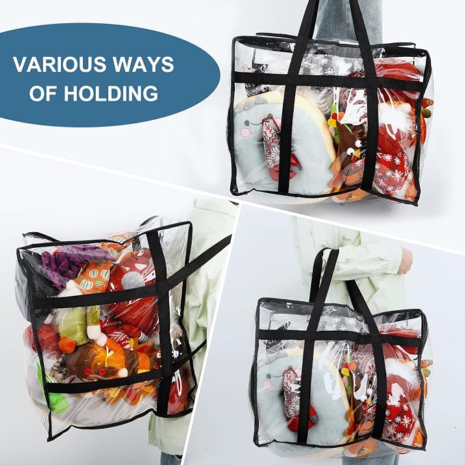 8Pack Clear Blanket Storage Bags, Vinyl Comforter Clothes Storage Closet Organizers and Storage Containers Moving Bags with Reinforced Handle for Bedding, Clothing, Comforters, Pillows, Toys,60L