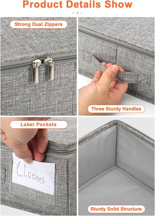 punemi 5 inch High Sturdy Low Profile Under Bed Storage, 2 Pack, Grey | Shallow Storage Bin with Sturdy Sides & Bottom, Ideal for Clothes, Blankets & Toys, Fits Under Cribs, Sofas & Dorm Beds