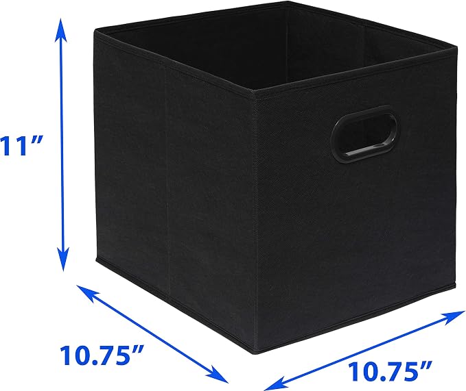 Simple Houseware 11-Inch Foldable Cube Storage Bins with Handles, Black | 6-Pack Lightweight & Durable Structure Fabric Cubes Organizer for Closet or Shelves