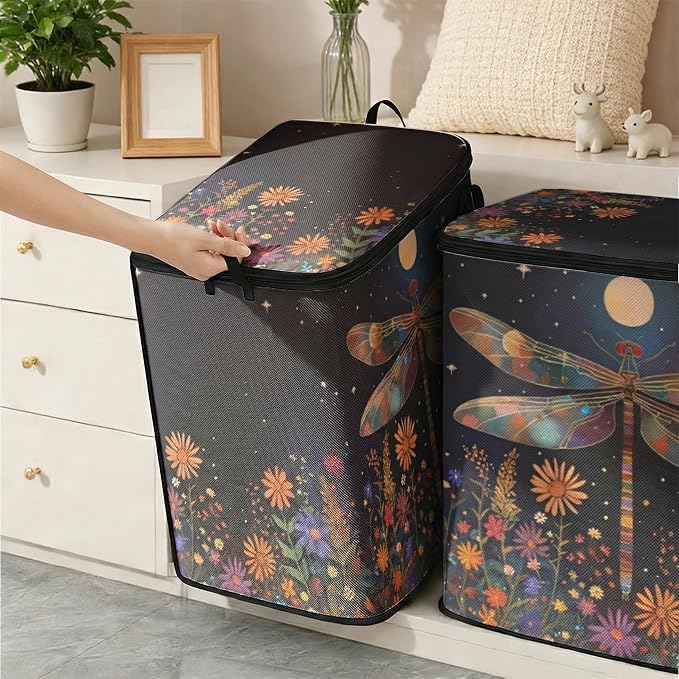 2pcs blanket storage bag for under bed,closet organizers 95L | clothing sweater sheet bedding comforter duvet quilt pillow toy storage bags with lids,dorm room essentials for containers