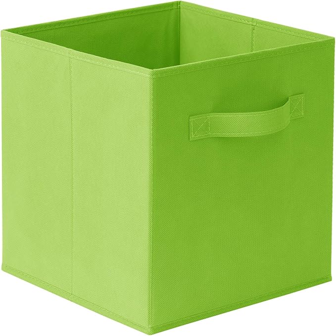 Casafield Set of 6 Collapsible Fabric Cube Storage Bins, Lime Green - 11" Foldable Cloth Baskets for Shelves, Cubby Organizers & More