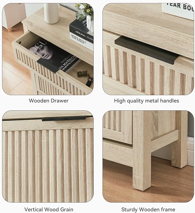 2-Flip Drawer Shoe Cabinet Narrow Entryway Rack, Oak | Vertical Wood Grain, Metal Handles, Adjustable Compartments, Removable Shelf, Anti-Tip Device, for Hallway Foyer Entryway