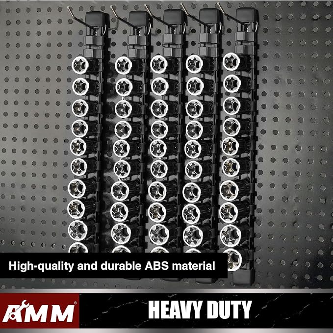 AMM 6-Piece Socket Organizer, 1/2 inch Drive ABS Tools Socket Holder,Heavy Duty Socket Racks, Premium Quality Socket Clip Rail Holder,The best tool trays in the garage