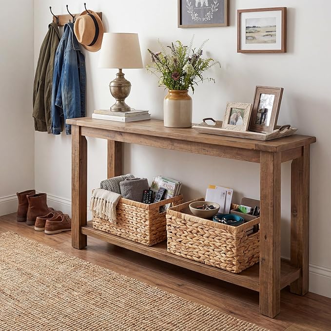 GRANNY SAYS Wicker Storage Baskets for Shelves, Wicker Baskets for Organizing, Water Hyacinth Woven Basket for Storage, Rectangle Basket for Pantry, Laundry, 2-Pack