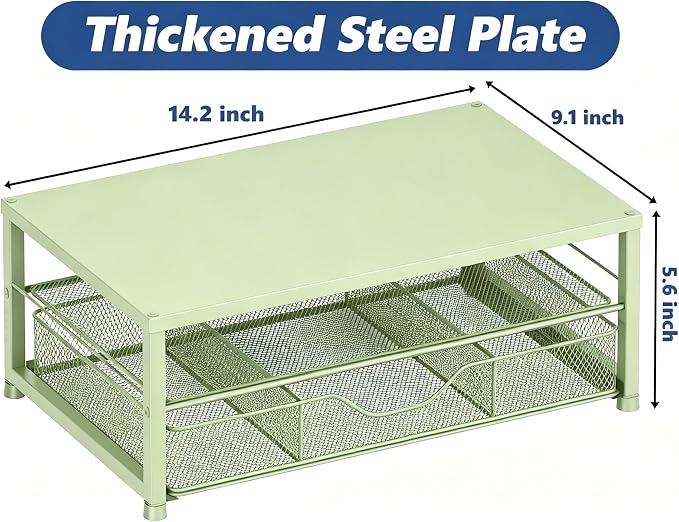 OPNICE Desk Organizers and Accessories, Computer Monitor Stand Riser with Drawer and 2 Pen Holders, Printer & Laptop Stand, Office Desk Accessories & Workspace Organizers for Home Office Supplies, Green