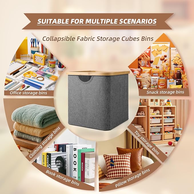 Cube Storage Bin 12 Inch -2 Pack,Collapsible Cube Storage Organizer with Handles,Fabric Storage Bins for Cubes Storages,Square Baskets for Organizing,Storage Bins for Shelve