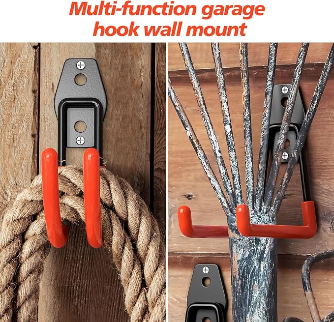 MKRUI 30-Pack Garage Hooks for Storage & Hanging Items, Save Space | Hangs Bikes, Ladders, Ropes, Hoses, Tools; for Garage, Warehouse, Shop, Shed, Yard