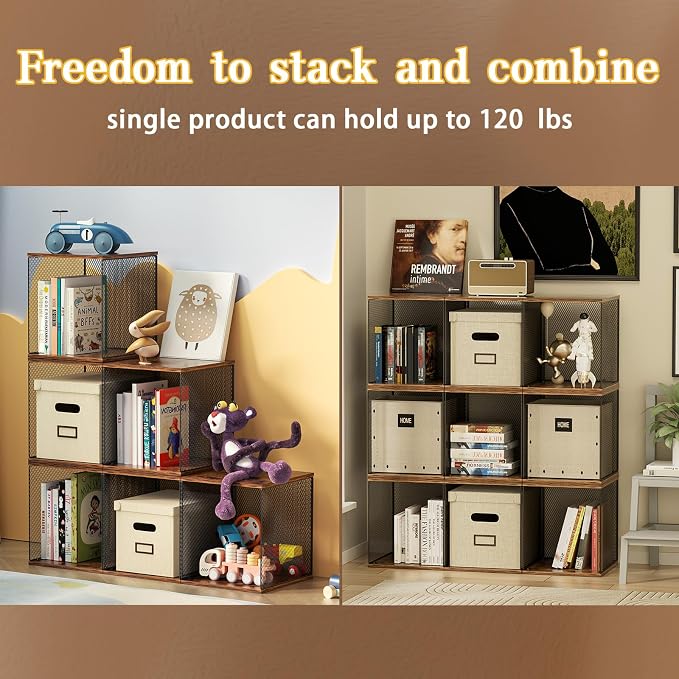 Dmevkic 3 Cube Vinyl Record Storage | DIY Stackable 120-150 Records Visualize Album Storage Record Storage Crate