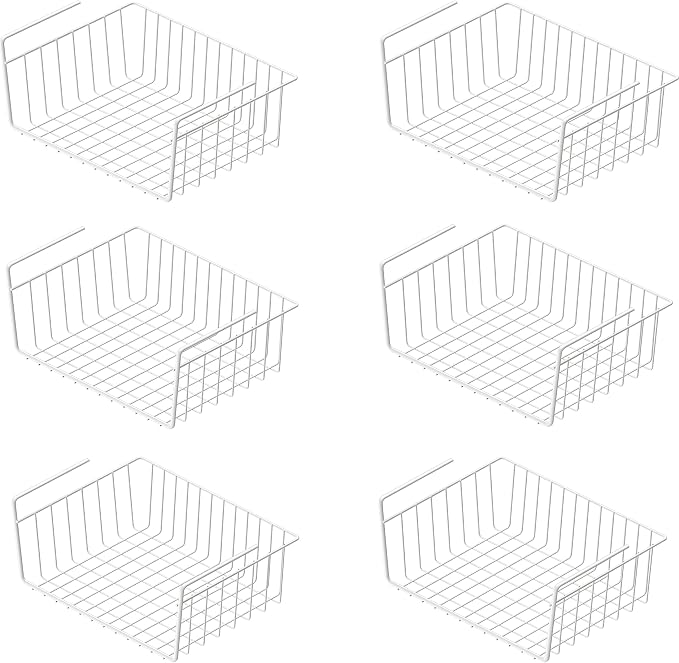 Simple Houseware 6PK Under Shelf Basket, White
